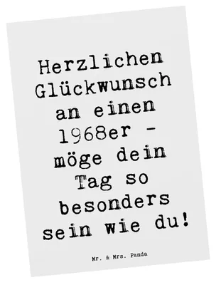 Produktbild von Mr. & Mrs. Panda Grußkarte Spruch 1968 Geburtstag - Weiß - Geschenk, Freunde, einzigartig, Postkarten, Fotokarte, Ansichtskarte, Jahrgang, Geburtstagsgeschenk, Worte