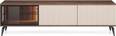 Produktbild von Furniture24 Fernsehschrank VICI RTV180 mit Led Beleuchtung Lowboard Nußbaum Warmia/Kaschmir