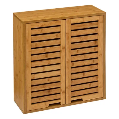Produktbild von 5-five-simply-smart Badezimmerschrank hängend, Bambus, Braun, Sicela, skandinavisch, B. 52 x T. 20 x H. 59 cm, zwei Türen, höhenverstellbares Regal, feuchtigkeitsbeständig
