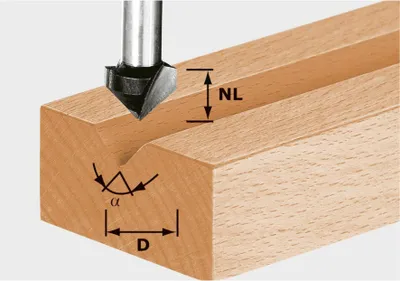Image de Fraise à rainurer Festool HW, queue de 8 mm, HW S8, D14/7/90° | 490999
