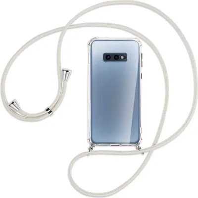 Produktbild von Handykette Backcover-Schutzhülle mit Band (Metall silberfarben) für Samsung Galaxy S10e - broken white