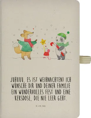 Produktbild von Mr. & Mrs. Panda Skizzenbuch Winter Weihnachtsfreude - Transparent - Geschenk, Adressbuch, Weihnachtsbaum, Weihnachten, Tagebuch, Journal, A5 Heft, Weihnachtsmann, Fuchs