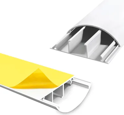 Produktbild von ARLI Kabelkanal halbrund selbstklebend 70x20 mm Weiß – 2x 1m Wand- & Fußboden Kabelbrücke – Installationskanal PVC schwer entflammbar
