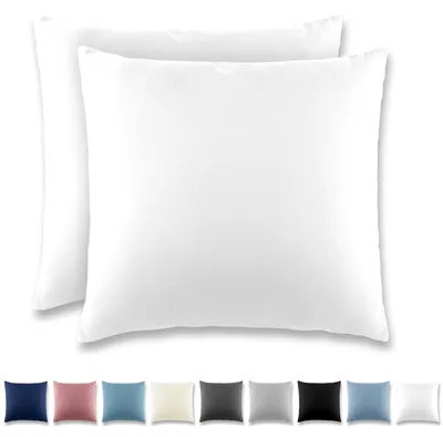 Produktbild von Kissenbezug 65 x 65 cm, 2er-Set, mit Reißverschluss – Kissenbezug aus gebürsteter Mikrofaser, waschbar bis 40 °C, weiß
