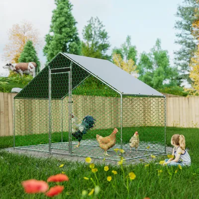 Productafbeelding van Kippenren met dak 3x1,5x2m - Waterdicht - Veiligheidsslot - Voor kippen en konijnen
