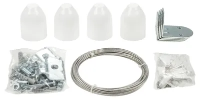 Produktbild von sunprotect 12502 Montage-Set für Seilspann-Markise / Sonnensegel / Sonnenschutz für Pergola Wintergarten Terrasse, silber/weiß, 37-teilig (1 Set)