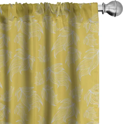 Produktbild von ABAKUHAUS Belaubt Vorhänge, Gardinen, Süße Botanische Muster der abstrakten Design Umriss Blätter, 2 Stück 75 x 245 cm, Erde Gelb Ceil Blau