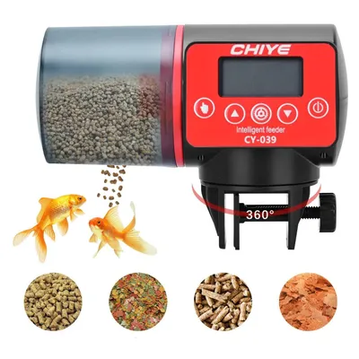 Image de Distributeur automatique de nourriture pour poissons 200 ml pour aquarium avec minuterie numérique, alimentation automatique jusqu'à 4 fois par jour - Distributeur de nourriture