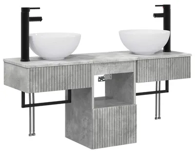 Obrázek produktu pro vidaXL Sada koupelnových nábytkových prvků, 3 kusy, betonově šedá barva, materiál: dřevovláknitá deska