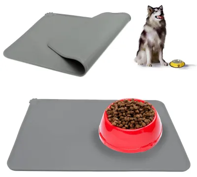 Silikon-Futtermatte für Hund und Katze, grau, 47 x 30 cm
