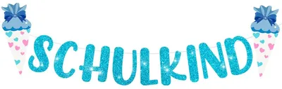 Schulanfänger-Girlande, Einschulungsdeko, Blau, 1 Stück