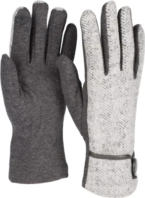 Produktbild von styleBREAKER Damen Touchscreen Handschuhe Fischgrät, Dunkelgrau