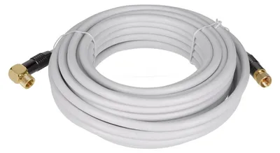 Obrázek produktu pro SAT kabel v bílé barvě, s úhlem 90°, délka 10 metrů