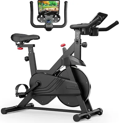 Produktbild von Heimtrainer - S1 Fitnessbike - Magnetischer Widerstand 1–32 - Bluetooth - Display - Sattel 76–92 cm verstellbar - Max 100 kg - Schwungrad 35 cm 4 kg - Beige