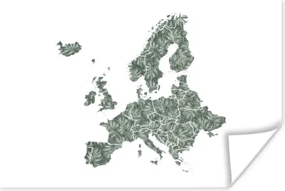 Produktbild von MuchoWow® Poster Karte - Europa - Palmblatt 60x40 cm - Schlafzimmerdekoration