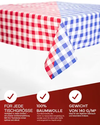 Produktbild von Züchen Tischwäsche 20 mm Karo Baumwolle karriert Landhaus 110 x 260 cm - blau