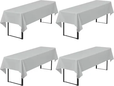 Productafbeelding van Pesonlook 4 stuks biertafelkleden, 260 x 110 cm, lichtgrijs biertenthoes, ondoorzichtig polyester biertafelkleed