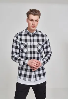 Zdjęcie produktu dla Urban Classics - Koszula CHECKED FLANELL czarny / biały - 5XL