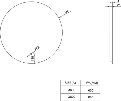 Produktbild von LED Spiegel Ø 60/80/100 cm mit Spiegelheizung Warm-/Kaltlichteinstellung Badspiegel, Größe:60 cm