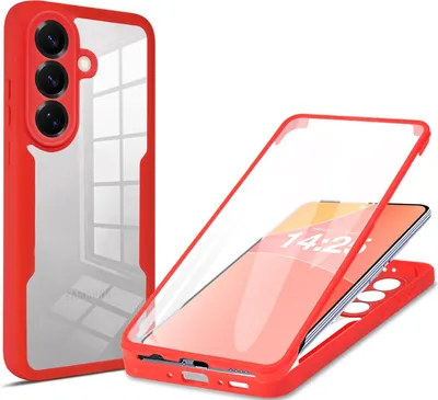 Produktbild von 360 Grad Rundum Schutz Handyhülle für Samsung Galaxy S26 Full Cover Vollschutz Case Farbe: Rot