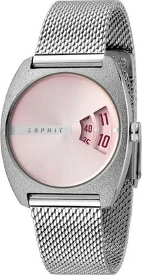 Produktbild von Esprit ES1L036M0055 Disc Pink Silver Mesh Damenuhr Edelstahl Silber