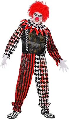 Produktbild von Halloween Kostüm "Killerclown" für Herren - Schwarz Rot | Blutiger Horror Anzug Variante: S