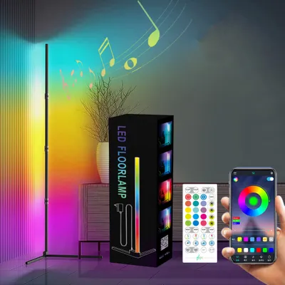 Produktbild von LED Smart Bluetooth Symphony Stehlampe, Ecklampe, Stehlampe, dimmbarer RGB-Nachtlichtstreifen, Umgebungslicht mit Fernbedienung, Schlafzimmer-Spielzimmer