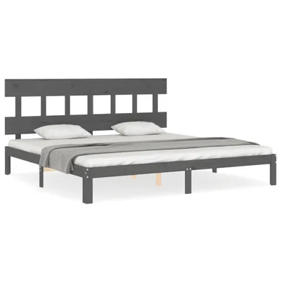 Immagine prodotto di vidaXL Letto in legno massiccio con testiera grigio 200x200 cm
