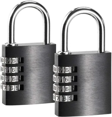 Produktbild von Zahlenschloss-Set: 2 Vorhängeschlösser aus Aluminium mit 4-stelligem Zahlencode