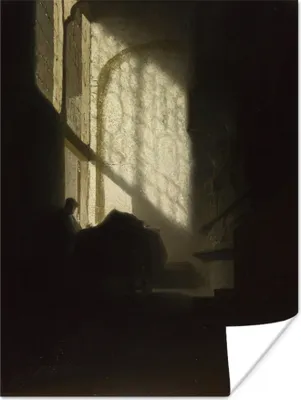 Produktbild von MuchoWow® Poster Ein Mann, der in einem hohen Zimmer liest - Rembrandt van Rijn 30x40 cm - Wandplakat - Poster Kinderzimmer
