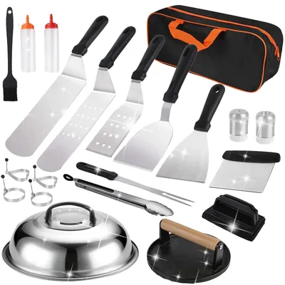 Immagine prodotto di Set di utensili per barbecue, acciaio inossidabile, design ergonomico, 29 pezzi
