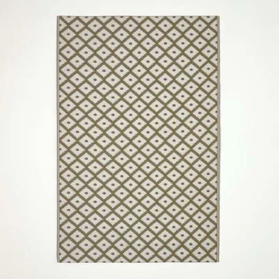 Produktbild von HOMESCAPES Outdoor Teppich wetterfest grün-weiß 180x270 cm, Gartenteppich May geometrisch gemustert, Balkonteppich wendbar