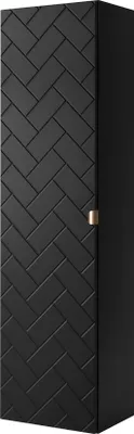 Image de ARMOIRE DE SALLE DE BAINS, noir mat, 35 x 136 x 27 cm, poignée dorée