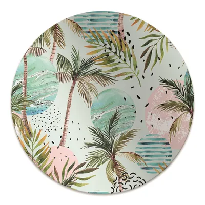 Produktbild von Rundmatte - Stuhlunterlage Bürostuhlunterlage - Rund Ø 100 cm - Bodenmatte - Fußmatte - Hawaii Palm.