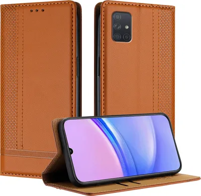 Produktbild von Handyhülle für Samsung Galaxy A71 4G Leder Flip Klappbare Schutzhülle mit Standfunktion Braun