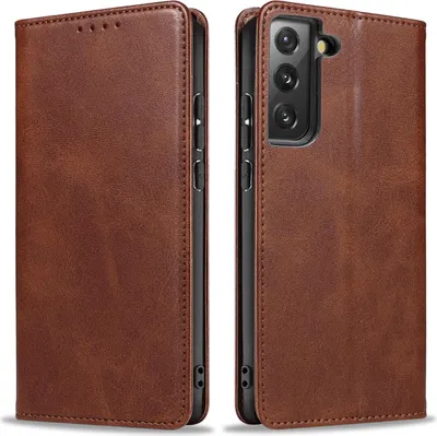 Produktbild von Handyhülle für Samsung Galaxy S21 5G Kunstleder Flip Cover Hülle Handytasche Case Kartenfach Farbe: Dunkelbraun