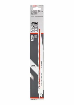 Obrázek produktu pro Bosch S 1267 XHM, List pro přímočarou pilu, Kov, Ocel, Dřevo, Vysokouhlíková ocel, Červená, Bílá, 5-7, 1,25 mm