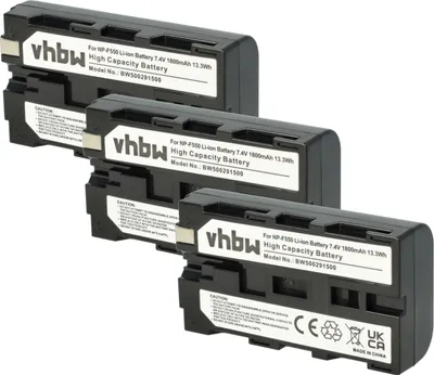 Produktbild von vhbw 3x Akku kompatibel mit Sony DCR-TR7, DCR-TRV103, DCR-TR7000, DCR-TRV110, CCD-TRV98, CCD-TRV99 Videokamera Camcorder (1800 mAh, 7,2 V, Li-Ion)