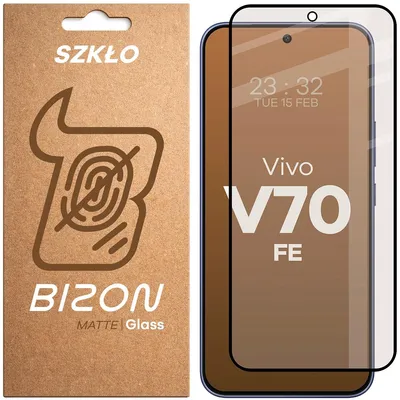 Produktbild von Mattes Hartglas für Vivo V70 FE 5G, Bizon Glass Matte, Schwarzer Rahmen
