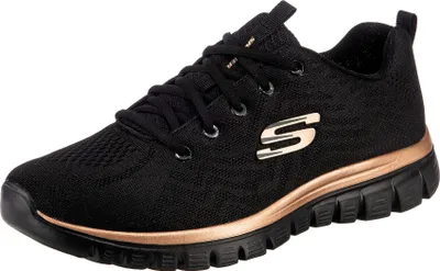 Produktbild von Skechers Damen Graceful Get Connected Trainers, Black Mesh/Rose Gold Trim, 38.5