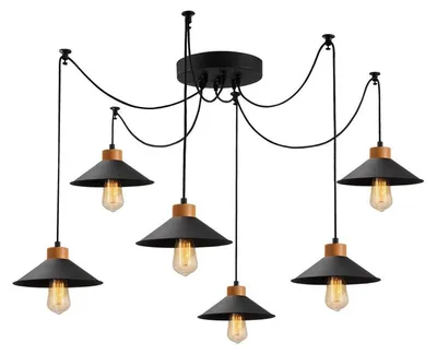 Image de Suspension Luminaire en métal noir Ø144 cm hauteur 100 cm 6 lumières E27 40 W IP20