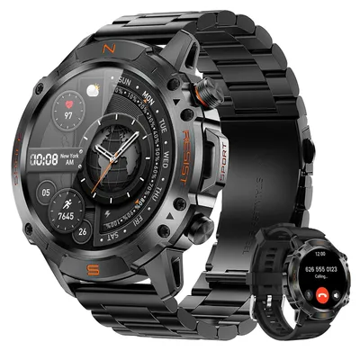 Produktbild von Robuste Smartwatch Herren AMOLED 5 ATM wasserdicht Android und iOS Schwarz