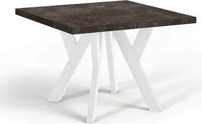 Produktbild von Quadratischer Ausziehbarer Tisch für Esszimmer, NERO, Loft-Stil, Skandinavisch, 90 / 190 cm, Farbe: Atelier Dark / Weiss