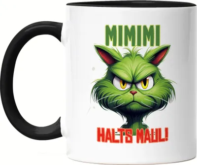 Produktbild von Mimimi Halts Maul Tasse Schwarz Weihnachten Cat Katze Nörgeln Sarkasmus Geschenk