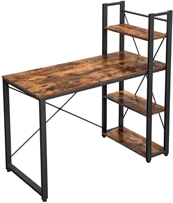 Image de Bureau Informatique - Leobert - Brun Rustique/Noir - 120 X 60 X 120 Cm