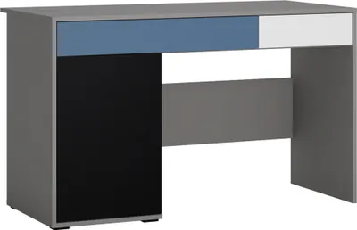 Produktbild von Jugendzimmer Schreibtisch LIIVA-129 in grau mit schwarz, weiß, blau, B/H/T: ca. 124,4/76/60,1 cm