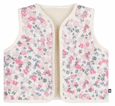 Obrázok produktu pre Detská vesta značky Petit Bateau, vyrobená z bavlny a sherpa materiálu, bez rukávov, s potlačou