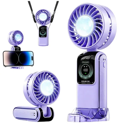 Immagine prodotto di Ventilatore portatile viola - Mini ventilatore ricaricabile - 5 velocità - Silenzioso