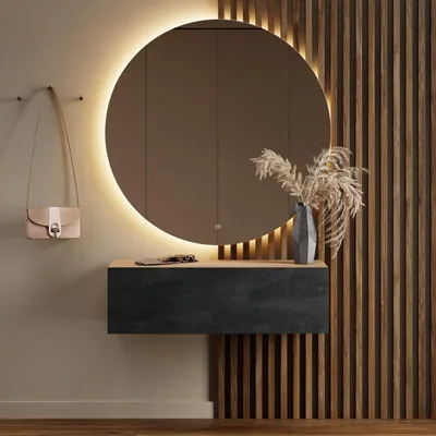 Produktbild von Planetmöbel Flur Möbel Garderobe Hängeschrank 1x 100 cm gold eiche / schwarz charcoal, Wandgarderobe hängend oder stehend