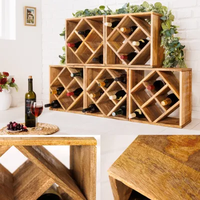 Produktbild von Massivholz Weinregal CUBUS 40cm Mango handmade Beistelltisch